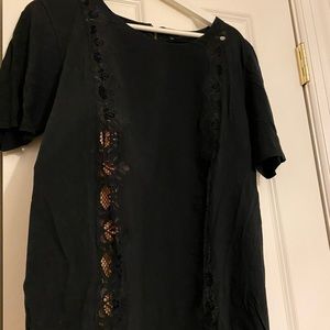 The Kooples black t-shirt with lace detail
